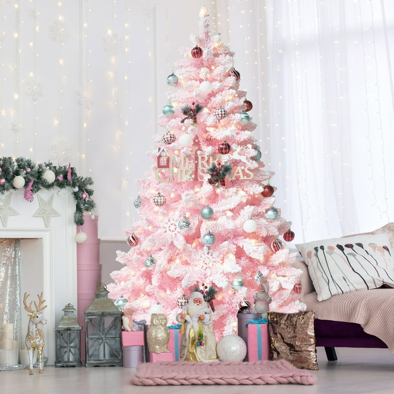 Pink lighted christmas deals tree