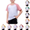 thumbnail image 5 of Mnyotv Short Sleeve Summer Tops for Boy Patchwork Crewneck Athletic T Shirts Casual Basic Running Tshirts Top Size 6-7 Years, 5 of 6