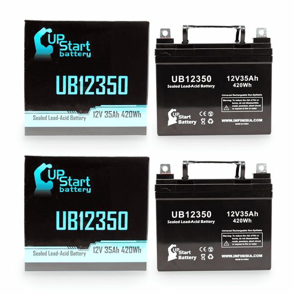 2x Pack - Compatible Hoveround MPV 4 Battery - Replacement UB12350 Universal Sealed Lead Acid Battery (12V 35Ah, 35000mAh, L1 Terminal, AGM, SLA)
