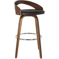 Armen Living Sonia Barstool, Walnut Wood Finish with PU Upholstery