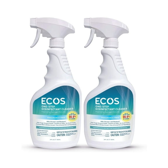 ECOS OneStep Disinfectant Spray Cleaner Fragrance Free by Earth Friendly Products, Blue, Free Scent, 24 fl oz (Pack of 2)
