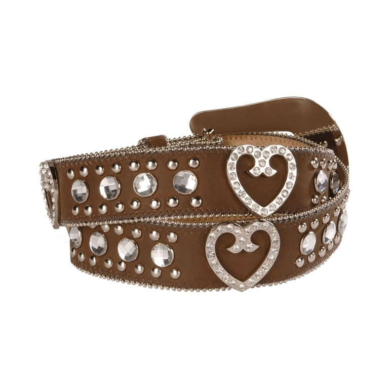 Blazin Roxx Western Belt Womens Crystal Heart Rich Earth  display picture 1