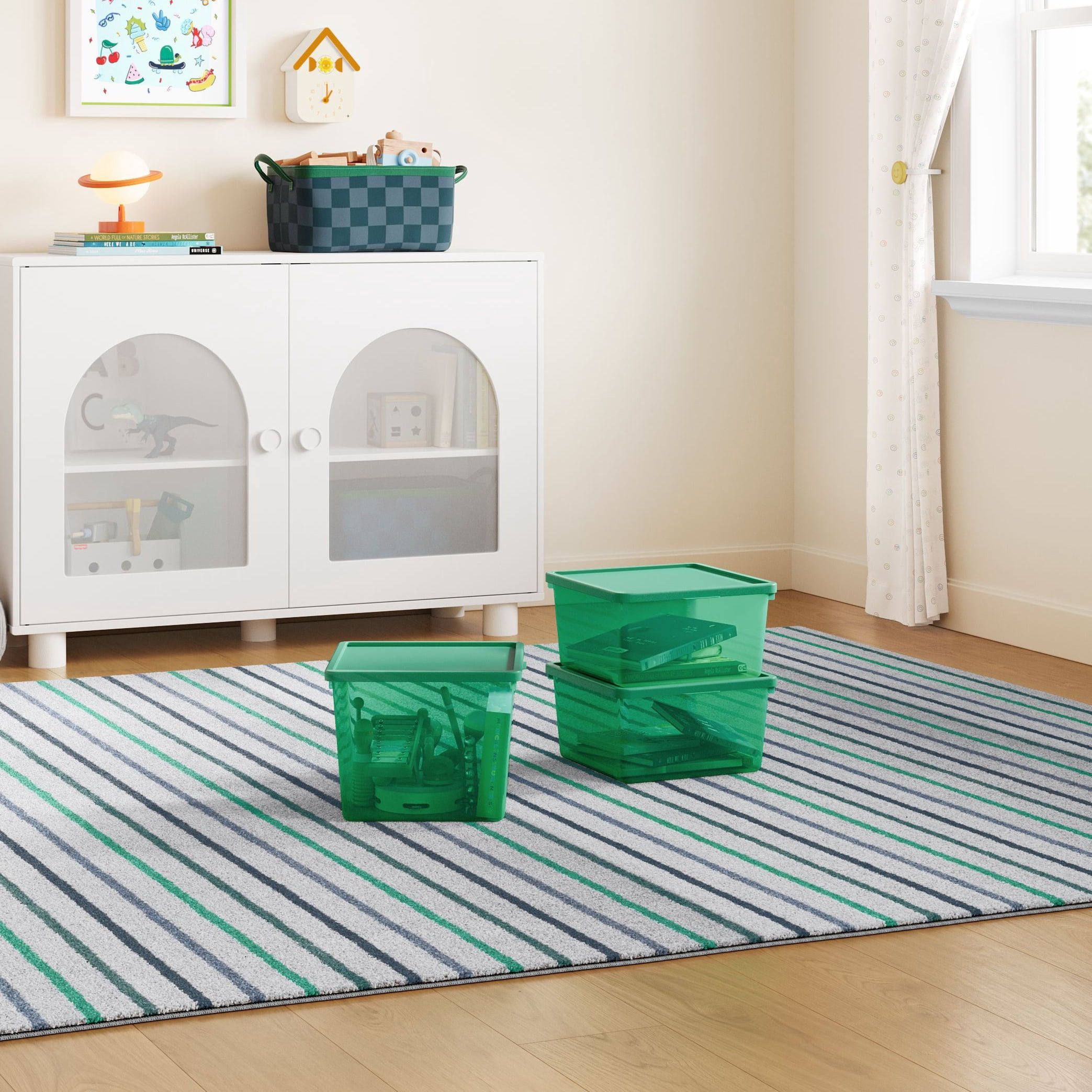 Mainstays Kids Large Green Plastic Storage Bin with Lid