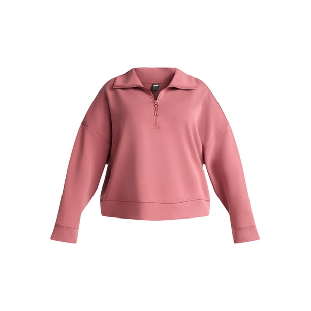 Avia Women's and Women's Plus ScubaKnit Quarter Zip Pullover