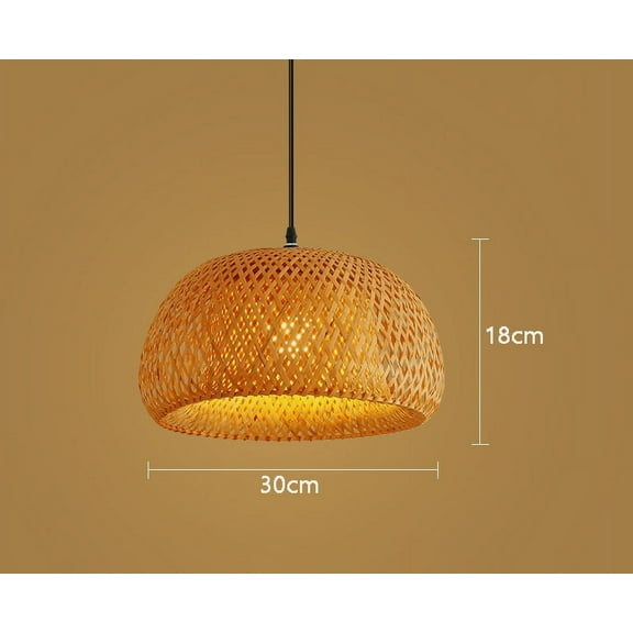 Bamboo Lantern 30cm Pendant Lamp Natural Rattan Wicker E27 LED Chandeliers Hand-Woven Lampshades Lighting Fixture Hanging Light
