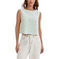 thumbnail image 2 of INSPIRE CHIC Womens Summer Cropped Tank Tops Gingham Top Button Back Casual Sleeveless Blouses Shirts M Green, 2 of 5