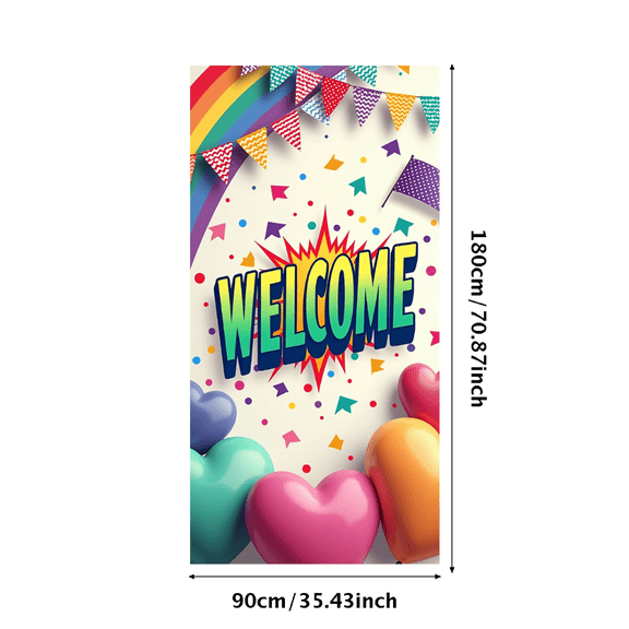 LUUFILx Welcome Backdrop Banner Vibrant Sunburst Design Perfect for Party Showers Office Decor Photography Background Celebration Event Decorations Cloud Elements