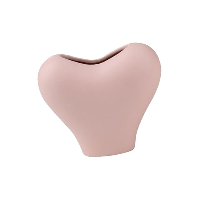 Jarrón de cerámica con forma de corazón, arreglo floral, decorativo, elegante y novedoso, florero para rosa