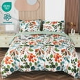 thumbnail image 1 of JOLUSERE Housse de Couette Grand, Ensemble de Housse de Couette Réversible 3 Pcs Motif Feuille Doux Respirant, Vert Orange, 1 of 8