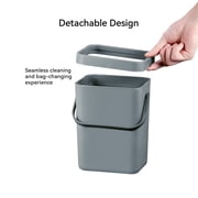 EKO Compost Caddy Kitchen Trash Can, 0.8 Gallon Plastic Rectangular Wall Mounted With Lid Garbage Bin, Gray