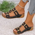 thumbnail image 5 of Otqutp Womens Wedge Sandals Geometric Cutout Decorative Straps Open Toe Casual Shoes Summer Non-Slip Beach Hiking Slippers, 5 of 8