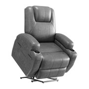 Furmax Electric Power Lift Leathaire Recliner Chair with Massage for Bedroom,Gray