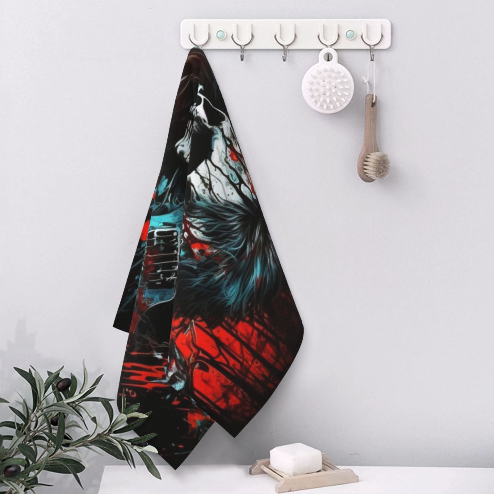 Death Skull Rock Heavy Metal Music 27.5" x 16" Ultra Soft Hand Towel, Face Wash Cloth for Bathroom, Gym, Travel, Pool
