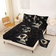 thumbnail image 2 of Homewish Death Skull Queen Sheets For Adults Teens,Goth Halloween Queen Sheet Sets,Cream Black,4 Pieces,1 Flat Sheet, 1 Fitted Sheet and 2 Pillowcases, 2 of 6