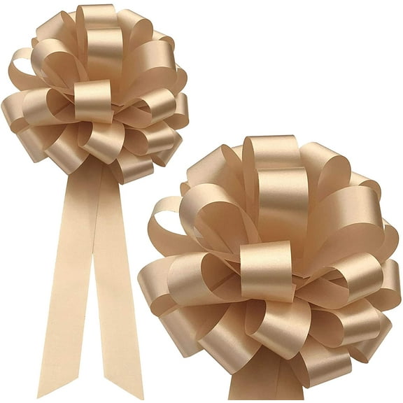 Cream Light Beige Pull Bows - 8" Wide, Set of 6, Wedding, Thanksgiving, Anniversary, Birthday, New Years, Christmas