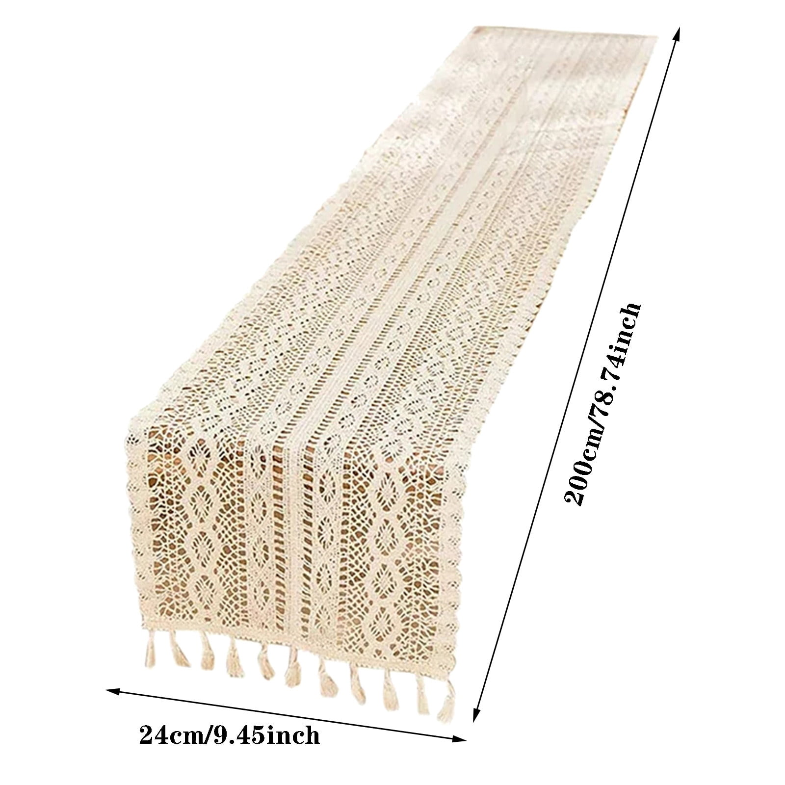 Chemin De Table En Macramé, Chemin De Table En Dentelle Au Crochet Avec Pompons, Chemin De