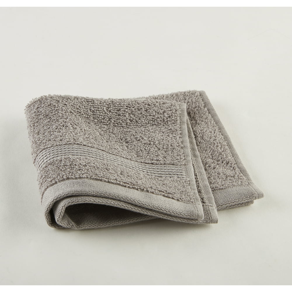 Mainstays Performance Solid Washcloth, 12" x 12", Grey Flannel