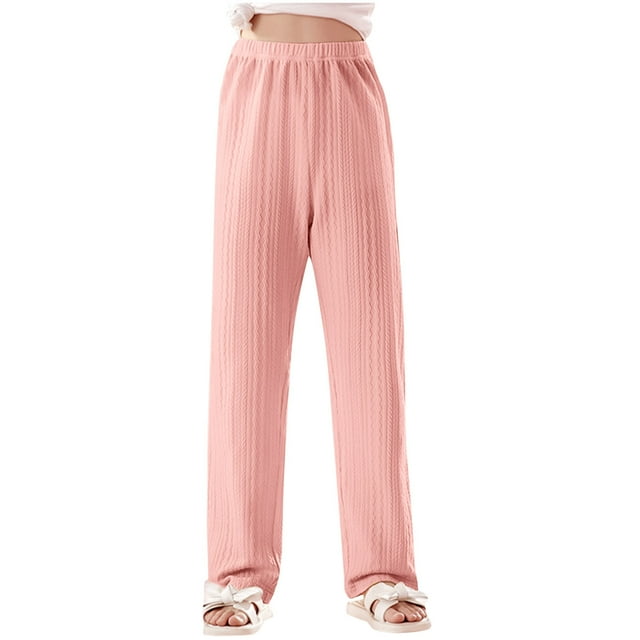Odeerbi 3-14 Años Niños Niñas Pantalones Pijama Verano Algodón Pantalones Ropa de Dormir Transpirable Color Sólido Elástico Casual Deportes Pantalones