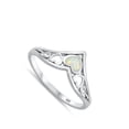 thumbnail image 4 of CHOOSE YOUR COLOR White Simulated Opal Cutout V Shape Statement Ring 925 Sterling Silver Band CZ Female Size 7, 4 of 4