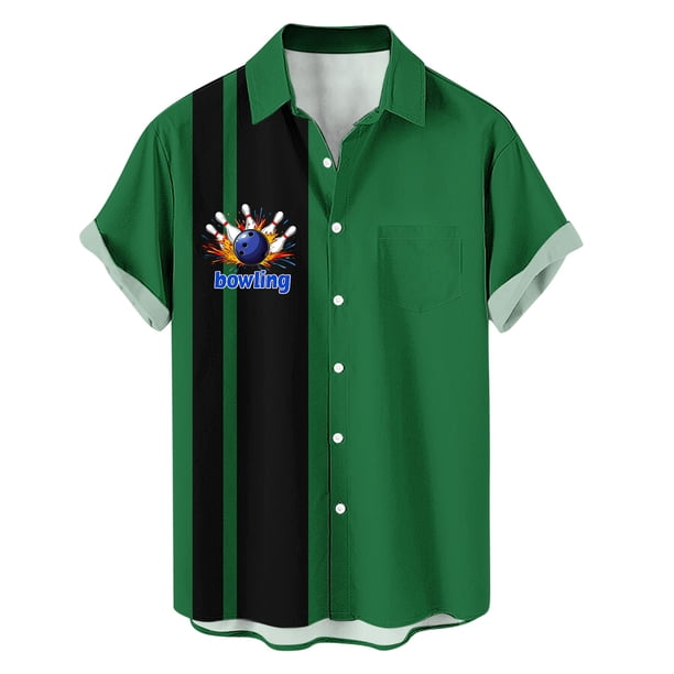 Mens Casual Manga Corta Botón Abajo Camisas Turndown Cuello Impreso Blusa de Verano Respirable