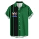 thumbnail image 2 of Ceisia Men's Summer St. Patrick's Day Casual Loose Fit Short Sleeve Turndown Collar Shirt Green Black Stripe Bowling Explosion Letter Print 4-Way Stretch Fabric Blue XL Gifts, 2 of 6