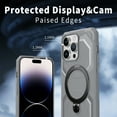 thumbnail image 5 of Rugged Case for iPhone 15 Pro Max, Heavy Duty 360° Rotating Strong Magnetic Stand Hard Cover Anti-Shock Armor Slim Anti-fall Phone Case Cover for iPhone 15 Pro Max, Gray, 5 of 6