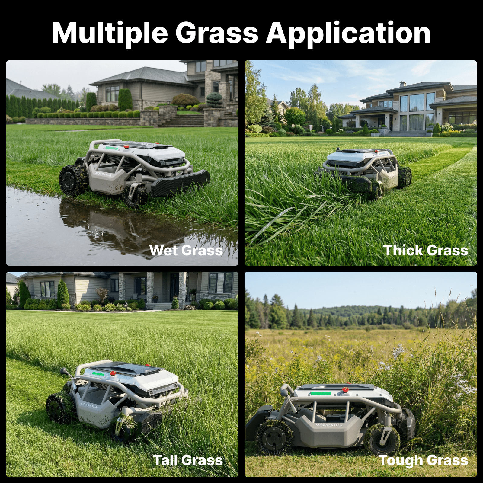 Mowrator S1 2WD 56V 12Ah Remote Control Lawn Mower, 45% (24°) Slope, Upgraded with Deformable Tires & Metal Hubcaps, 21" Steel Blade, 1.8–4.6" Height, Covers up to 0.75 Acre, Mulching Blade Included