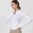 thumbnail image 4 of Womens Plus Size Summer Sun Jacket Ice Skin Coat Workout Jacket Yoga Tight Fit Zip Up White S, 4 of 6