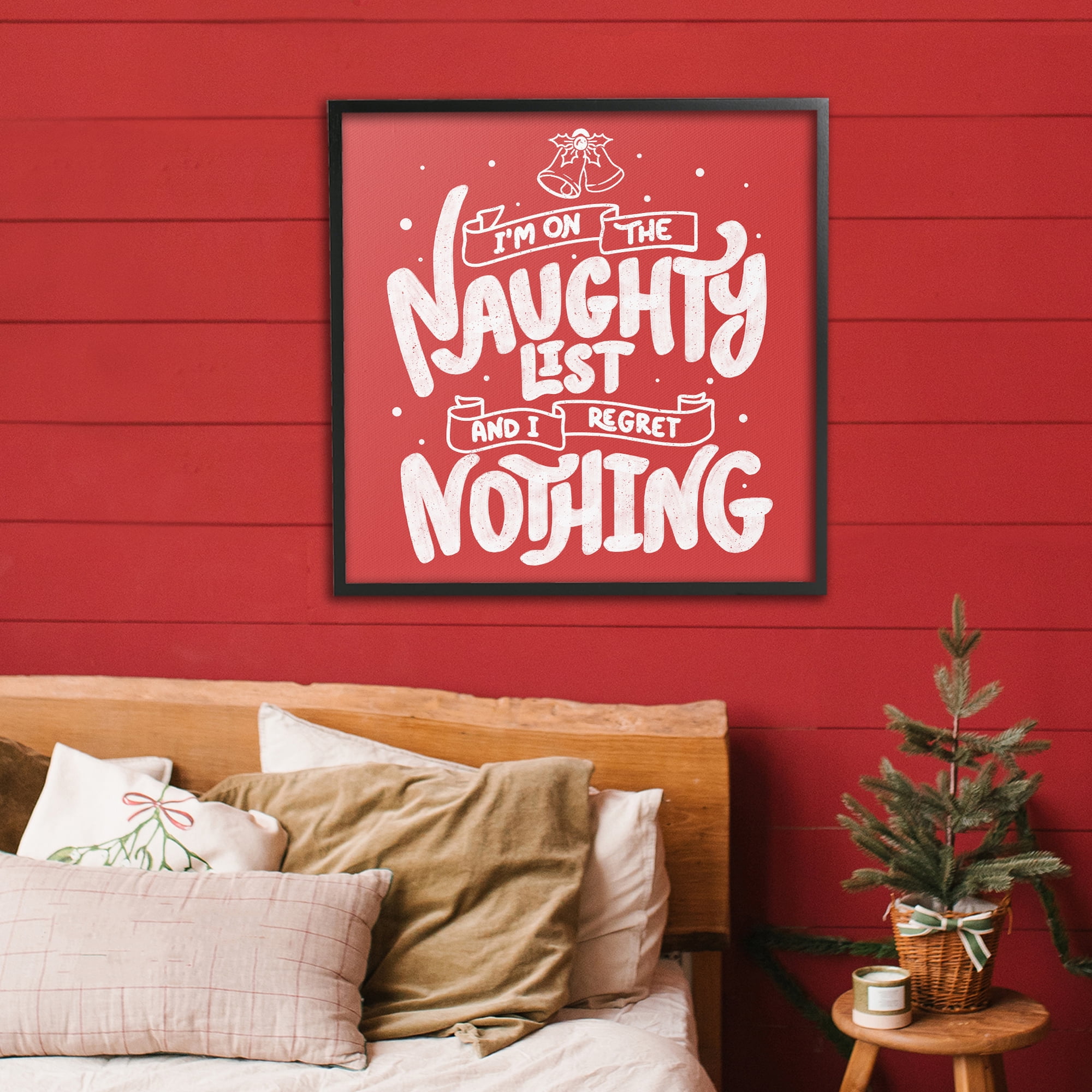 Stupell Industries Naughty List Regret Nothing Black Framed Giclee Art, design by Tobe Fonseca