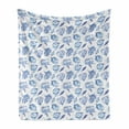 thumbnail image 1 of Indigo Soft Flannel Fleece Throw Blanket, Summer Theme Watercolor Blurry Hand Drawn Buds Flowers Roses Seem Image, Cozy Plush for Indoor and Outdoor Use, 60" x 80", Pale Blue and White, by Ambesonne, 1 of 6
