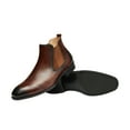thumbnail image 3 of Santimon Men Genuine Leather Chelsea Boots Brogue Chukka Boots Casual Ankle Boots Brown 9.5 US, 3 of 7