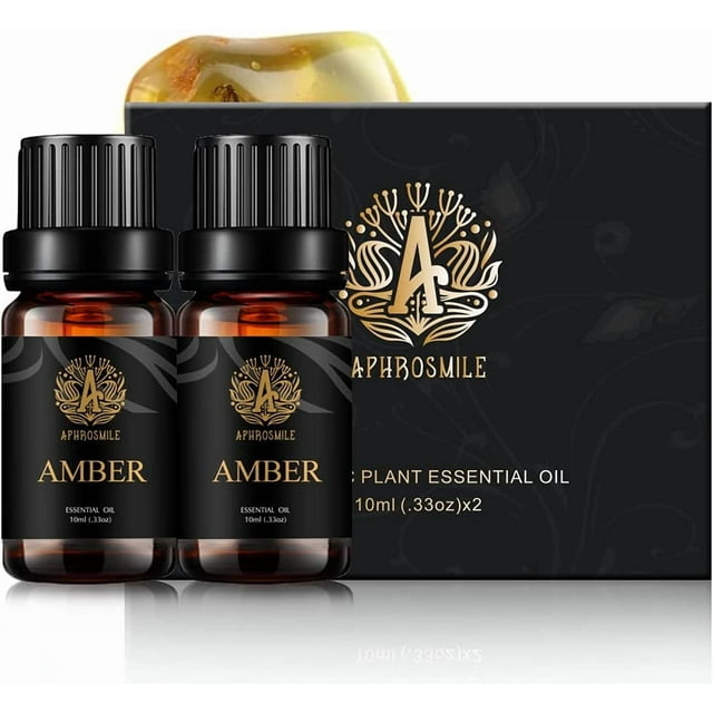 100% Pure Amber Essential Oil for Humidifier, 2x10ml Aromatherapy Essential Oil Amber for Diffuser, Amber Oil for Candle Making