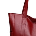 thumbnail image 2 of Bolso de hombro de cuero PU de mujer de gran capacidad sólido con asa superior, 2 of 6