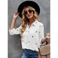 thumbnail image 4 of Blusa túnica de manga larga, camisa elegante con cuello en V, camisa con botones, camisa informal holgada de manga larga, 4 of 7