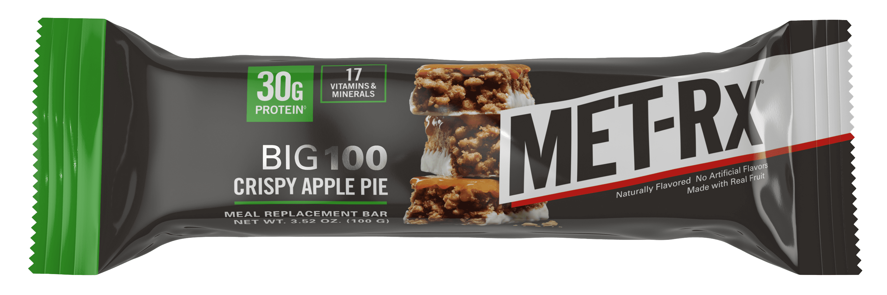MET-Rx Big 100 Protein Bar, Crisp Apple Pie, 31g Protein, 9 Ct