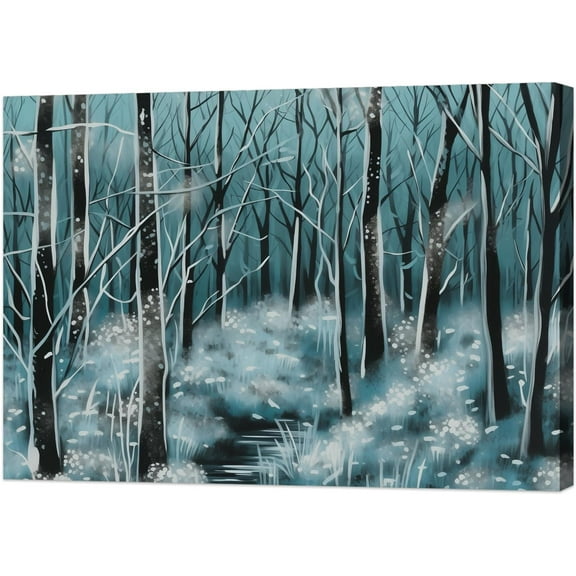 White Birch Wall Art Abstract Trees Painting on Canvas Winter Forest Landscape Artwork Print for Bedroom Living Room Office Decor Framed (A, (12.00" x 18.00"))