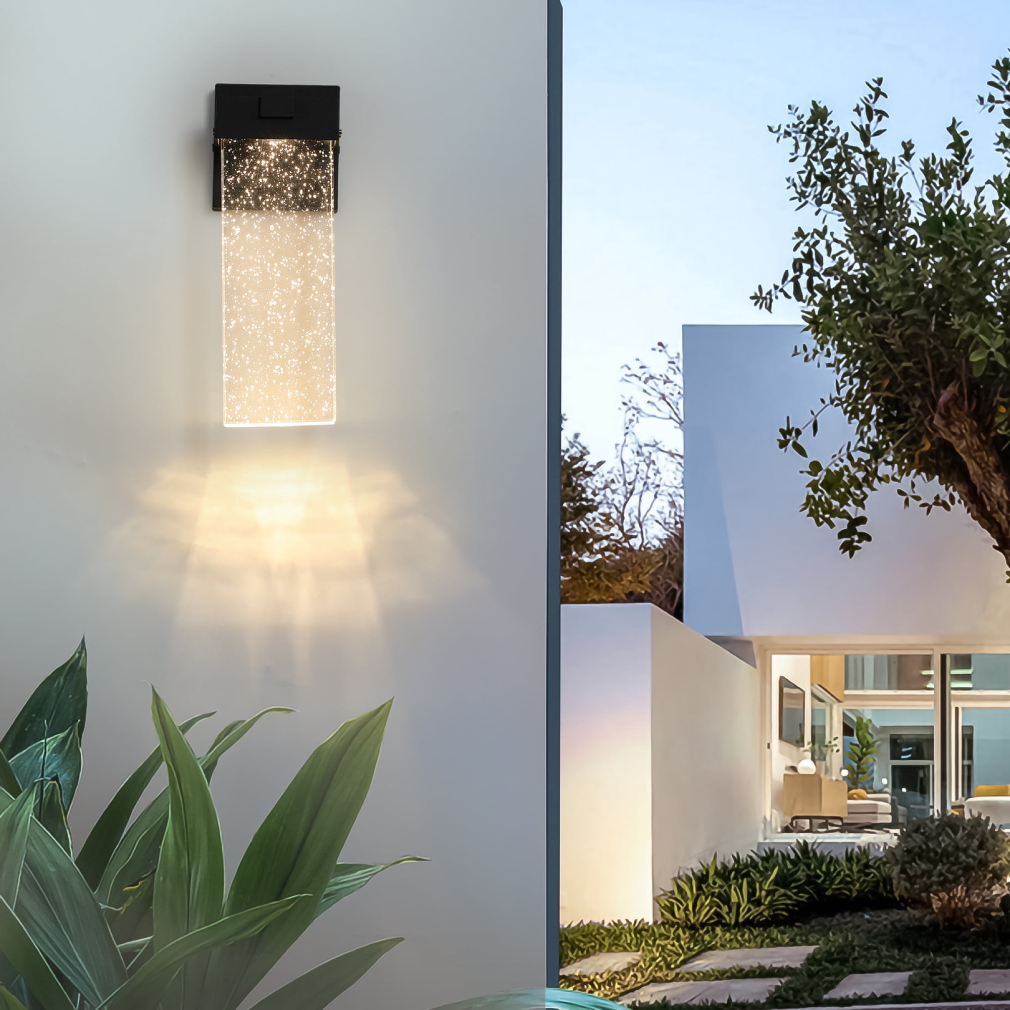 Jopath Outdoor Waterproof Transparent LED Crystal Wall Sconce Supports Multiple Types of Light Bulbs,for Porch, Patio, and Garden(2 pack)