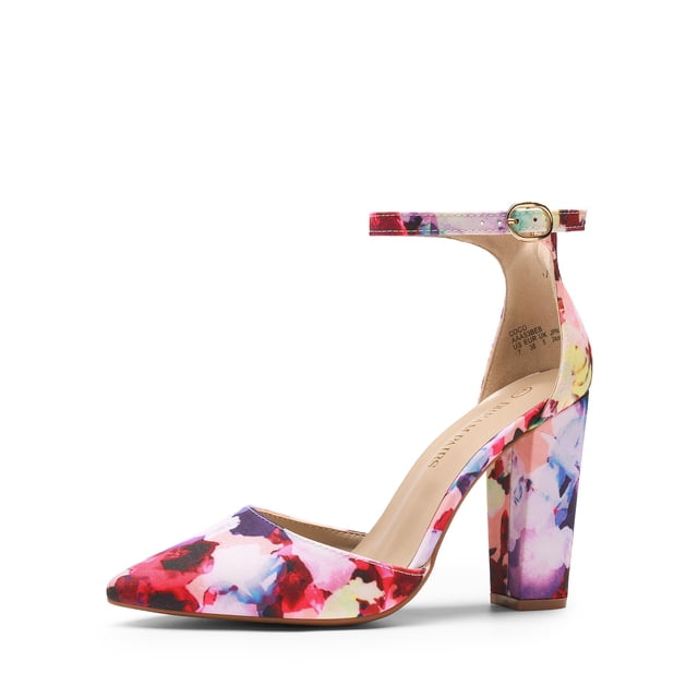 Zapatos DREAM PAIRS Coco Floral con Tacón Cuadrado Grueso
