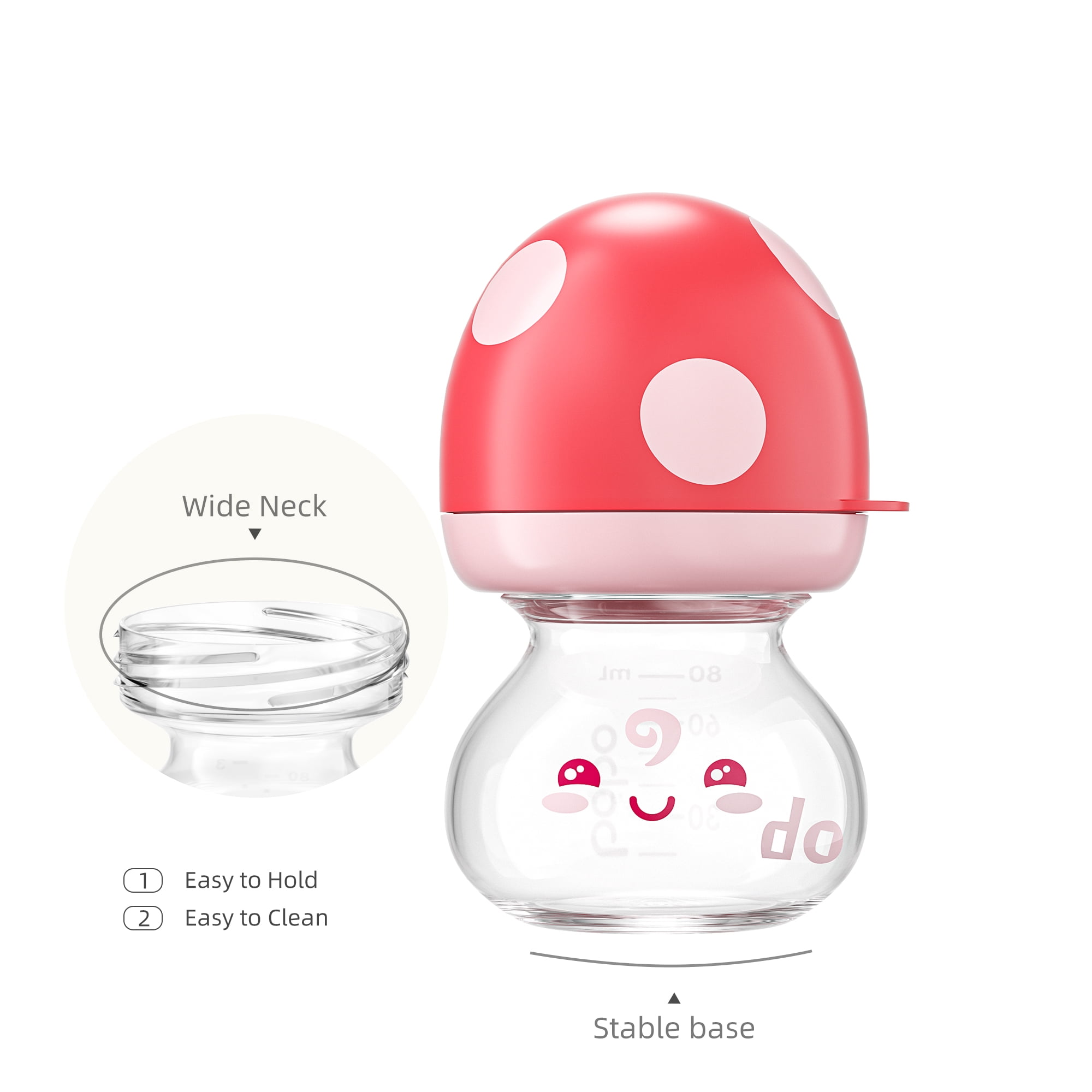 YOHKOH Newborn Glass Baby Bottles,Wide Neck Feeding Bottle,2.7oz/80ml,Multicolour,4 Pack