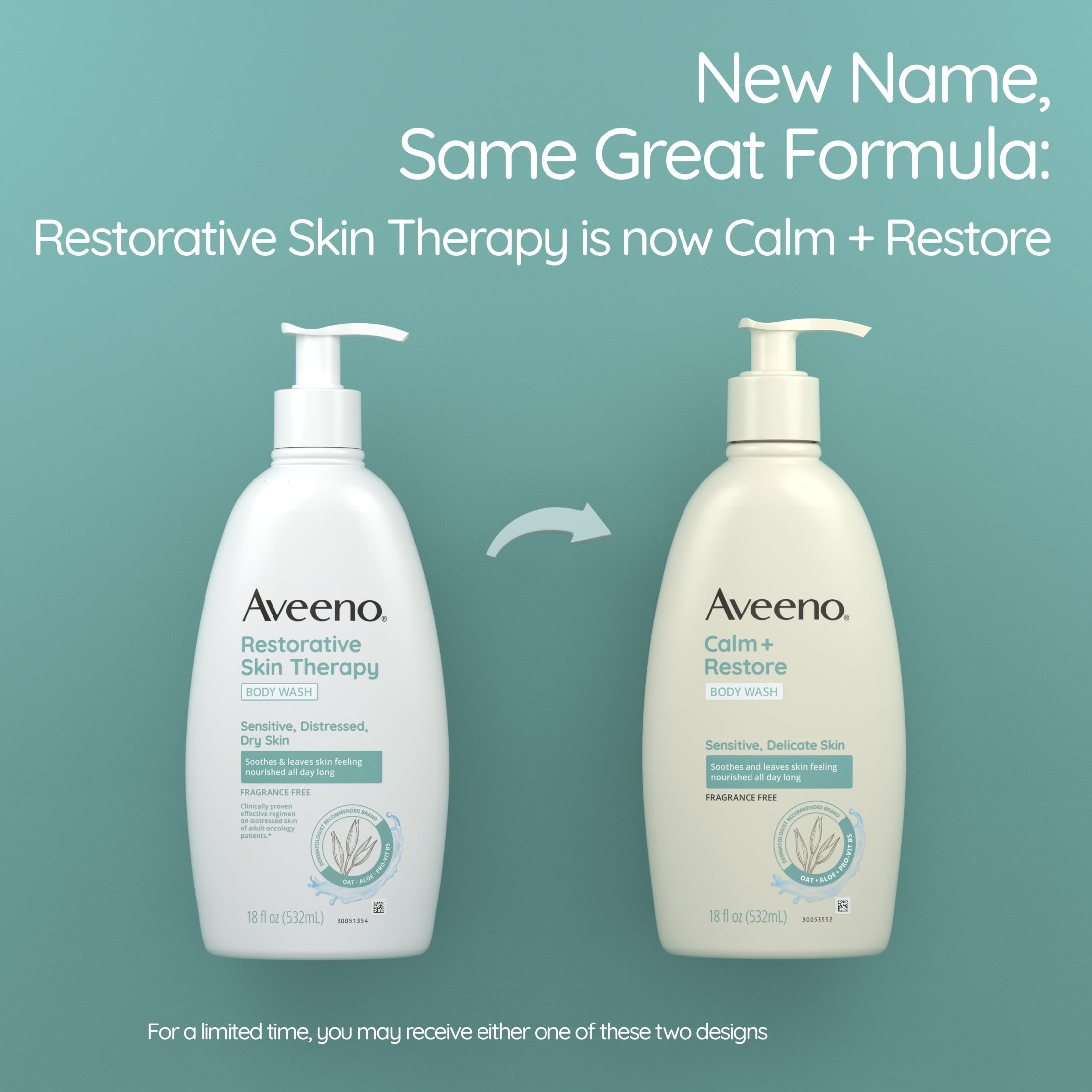 Aveeno Calm + Restore Daily Body Wash for Sensitive Skin, 18 fl. oz