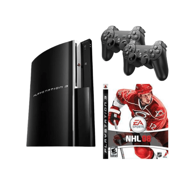 Sony PlayStation 3 PS3 Fat 80GB Refurbished Console Bundle with 2 RetroFam Controllers & NHL 08 Game