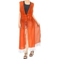 thumbnail image 4 of HAPPY BAY Women's Chiffon Summer Beach Open Front Lightweight Beachwear Duster Kimono Cardigan M-L Orange_AB874, 4 of 4