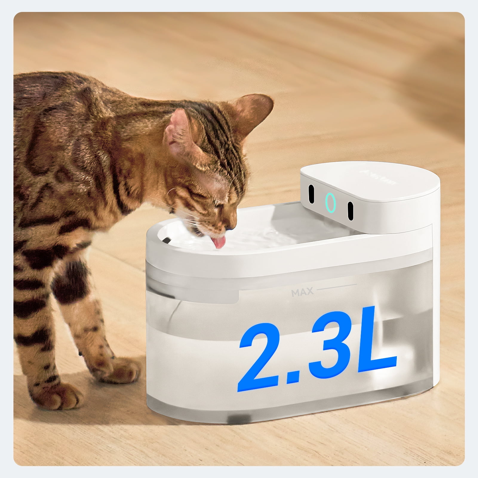 CATLINK W03 Wireless Cat Water Fountain with APP Control, 5000mAh Battery Operated, 2300ml, Health Report