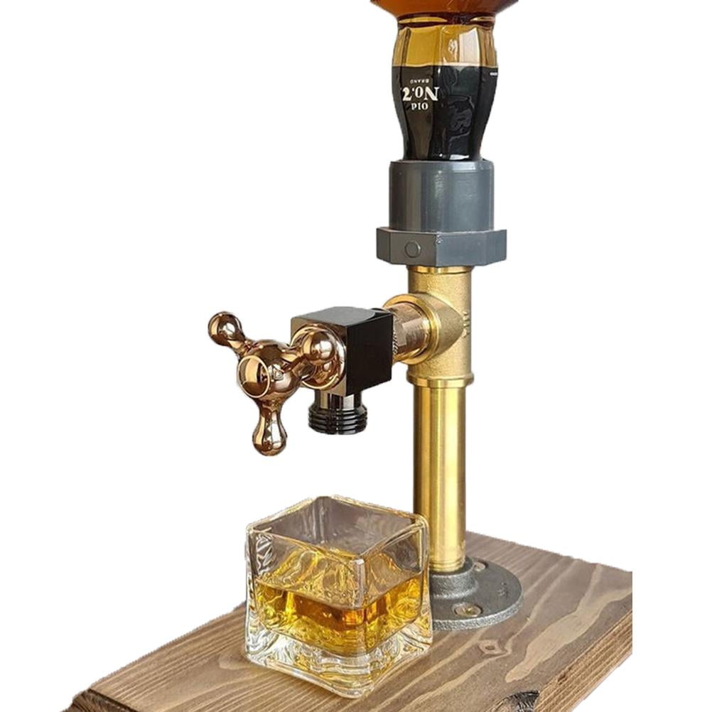 Whiskey Wood Dispenser Faucet Shaped Decanter Party Dinners Bars
