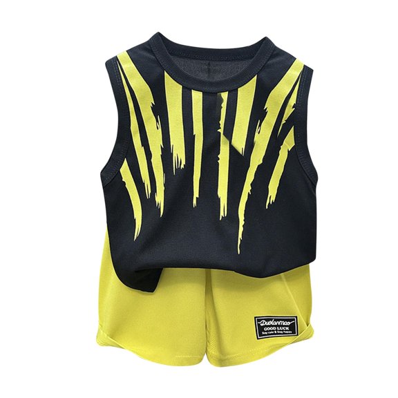 BCSIOAOI Toddler Boys Matching Sets,Abstract Print Sleeveless Tank Top and Shorts Summer Outfit Black 3-4t