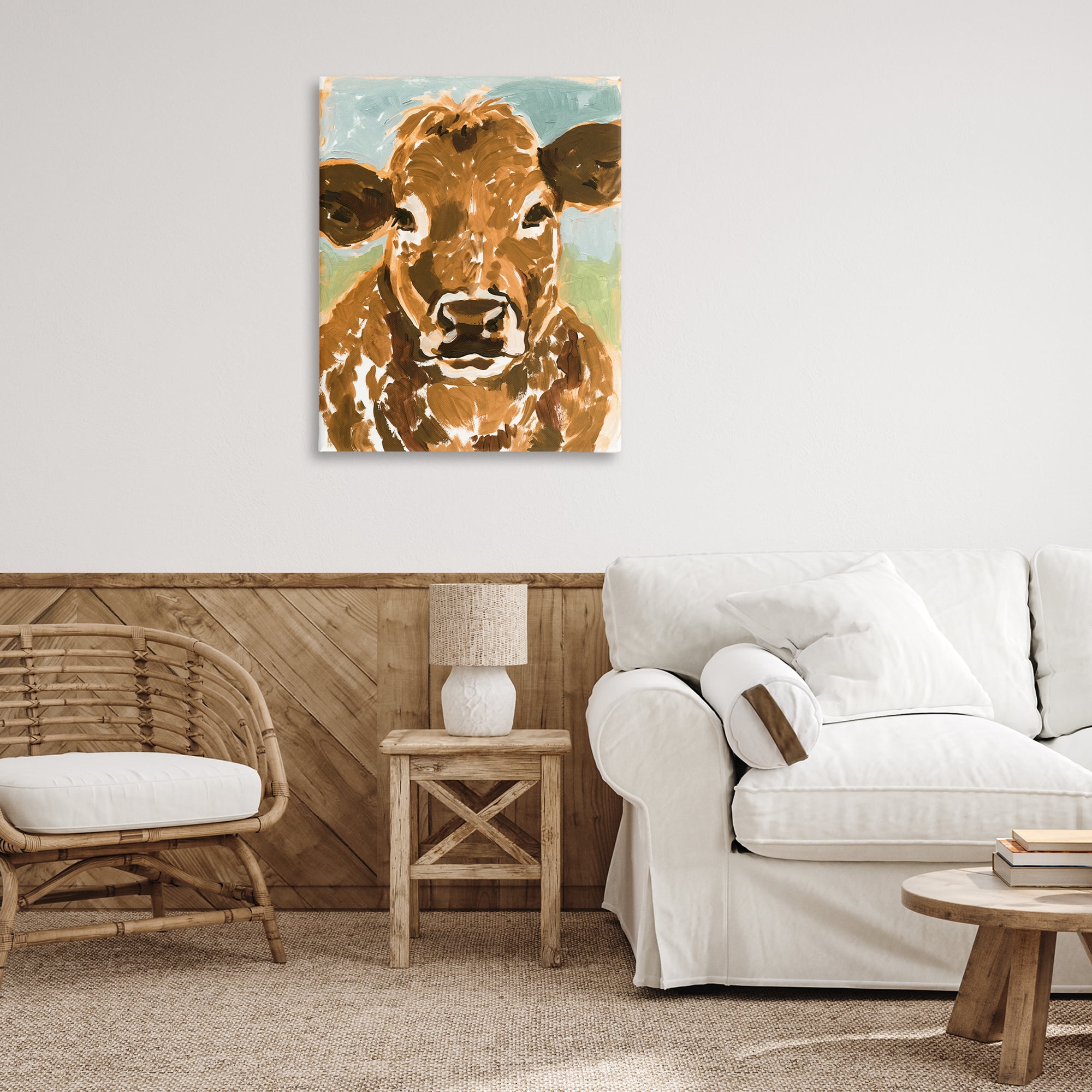 Stupell Industries Spotted Cattle Calf Animals & Insects Painting Gallery Wrapped Canvas Art Print Wall Art, 30 x 40