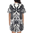 thumbnail image 3 of Lsque Artistic Black White Peacocks Women's Short-Sleeved Pajama Set - 2 Piece Soft and Lightweight Sleepwear Set-XX-Large, 3 of 9