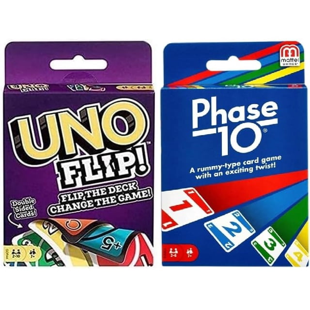 Juego de cartas Mattel Flip y Phase 10, paquete combinado de 2