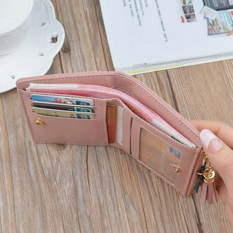 Geometric Women Wallets With Zipper Pink 2033 Pocket Purse Card Holder  Patchwork Women Long Wallet Lady Tassel Short Coin Purse - Buy Card Wallet