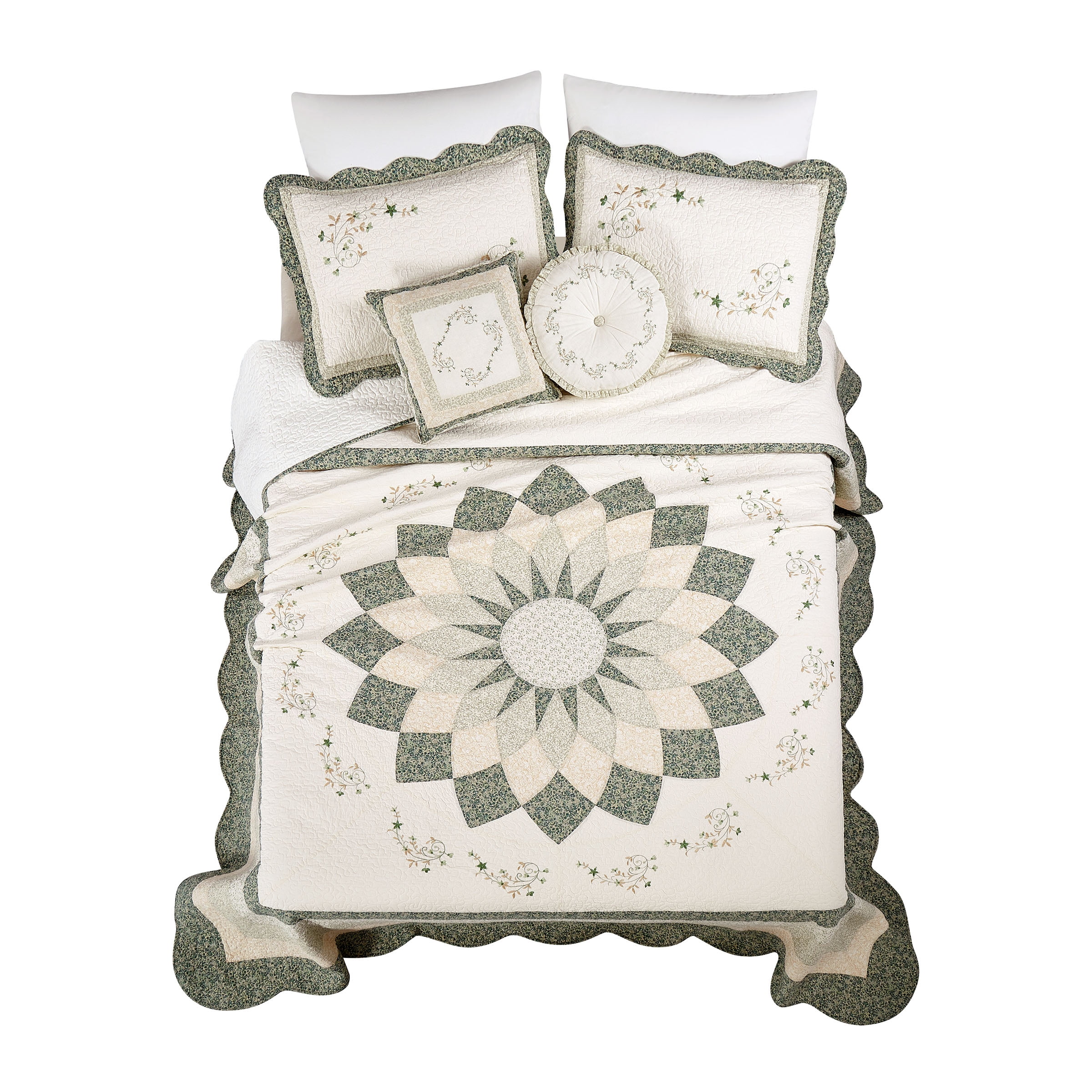 Modern Heirloom Harper Embroidered Square Decorative Pillow, Green, 16"X16"